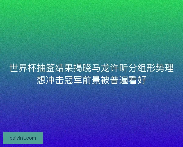 世界杯抽签结果揭晓马龙许昕分组形势理想冲击冠军前景被普遍看好 世界杯抽签结果揭晓马龙许昕分组形势理想冲击冠军前景被普遍看好