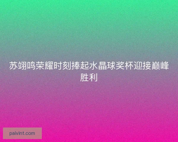 苏翊鸣荣耀时刻捧起水晶球奖杯迎接巅峰胜利 苏翊鸣荣耀时刻捧起水晶球奖杯迎接巅峰胜利